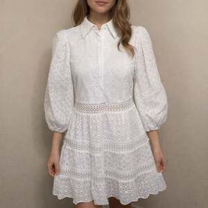 Alice + Olivia Blakesley Blouson Sleeve Eyelet Mini Dress